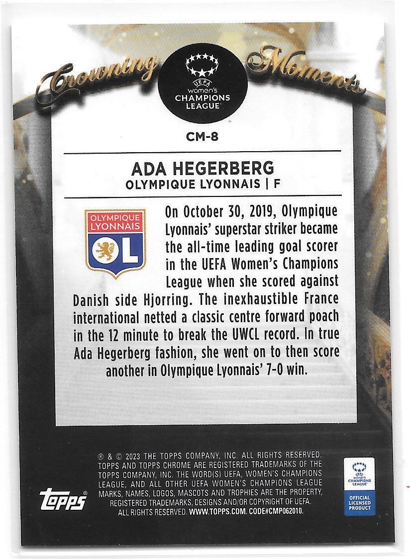 Ada Hegerberg (Olympique Lyonnais) Crowning Moments RC Topps Chrome UEFA Women’s Champions League 22-23