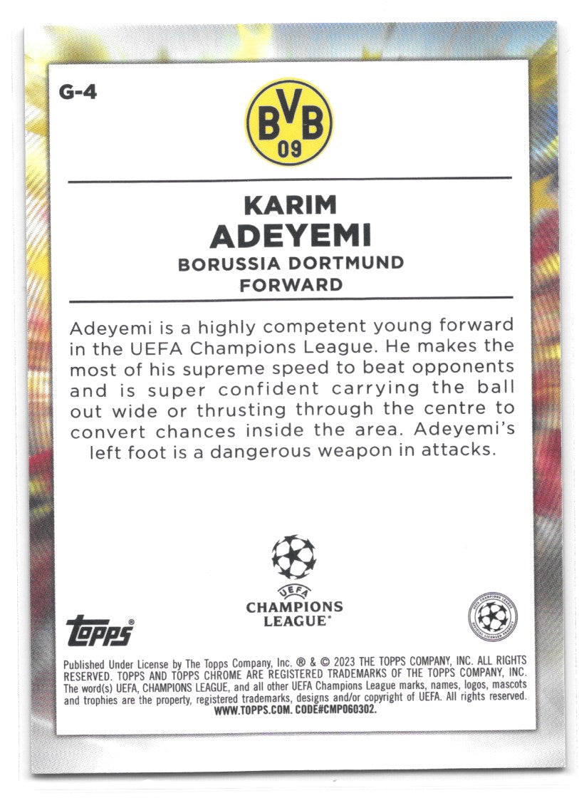 Karim Adeyemi (Borussia Dortmund) Golazo Topps UEFA Club Competitions Chrome 22-23
