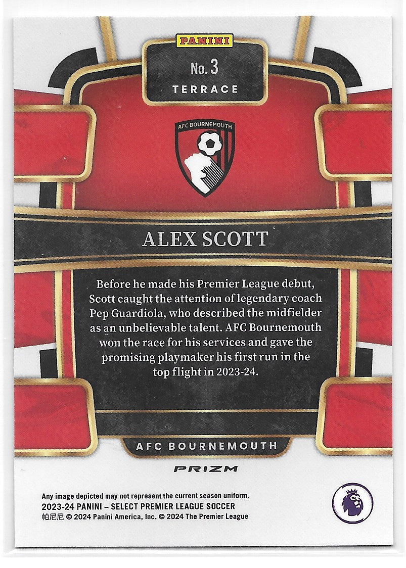 Alex Scott (AFC Bournemouth) Terrace Red RC Panini Select Premier League 23-24