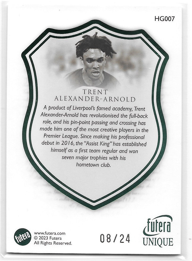 Trent Alexander-Arnold (England) Heritage Emerald /24 Futera Unique World Football 2023