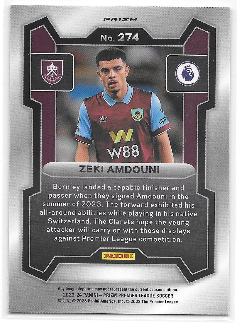 Zeki Amdouni (Burnley) Pink Mosaic RC Panini Prizm Premier League 23-24