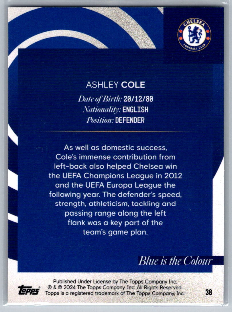 Ashley Cole (Chelsea) Blue is the Colour Green /150 Topps Chelsea Team Set 23-24