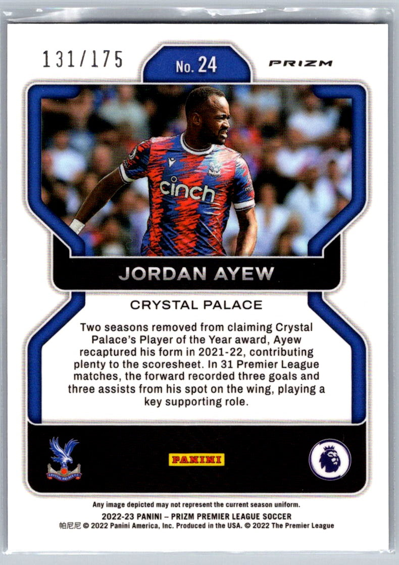 Jordan Ayew (Crystal Palace) Blue Prizm /175 Panini Prizm Premier League 22-23