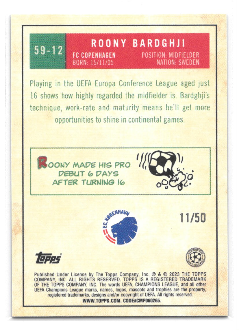 Roony Bardghji (FC Copenhagen) 1959 Gold /50 Topps UEFA Club Competitions Chrome 22-23