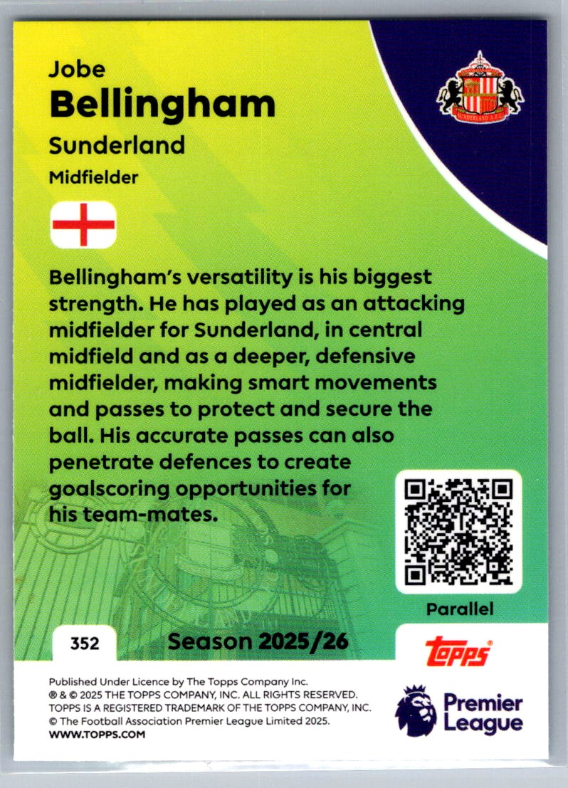 Jobe Bellingham (Sunderland) Blue RC Topps Premier League 25-26