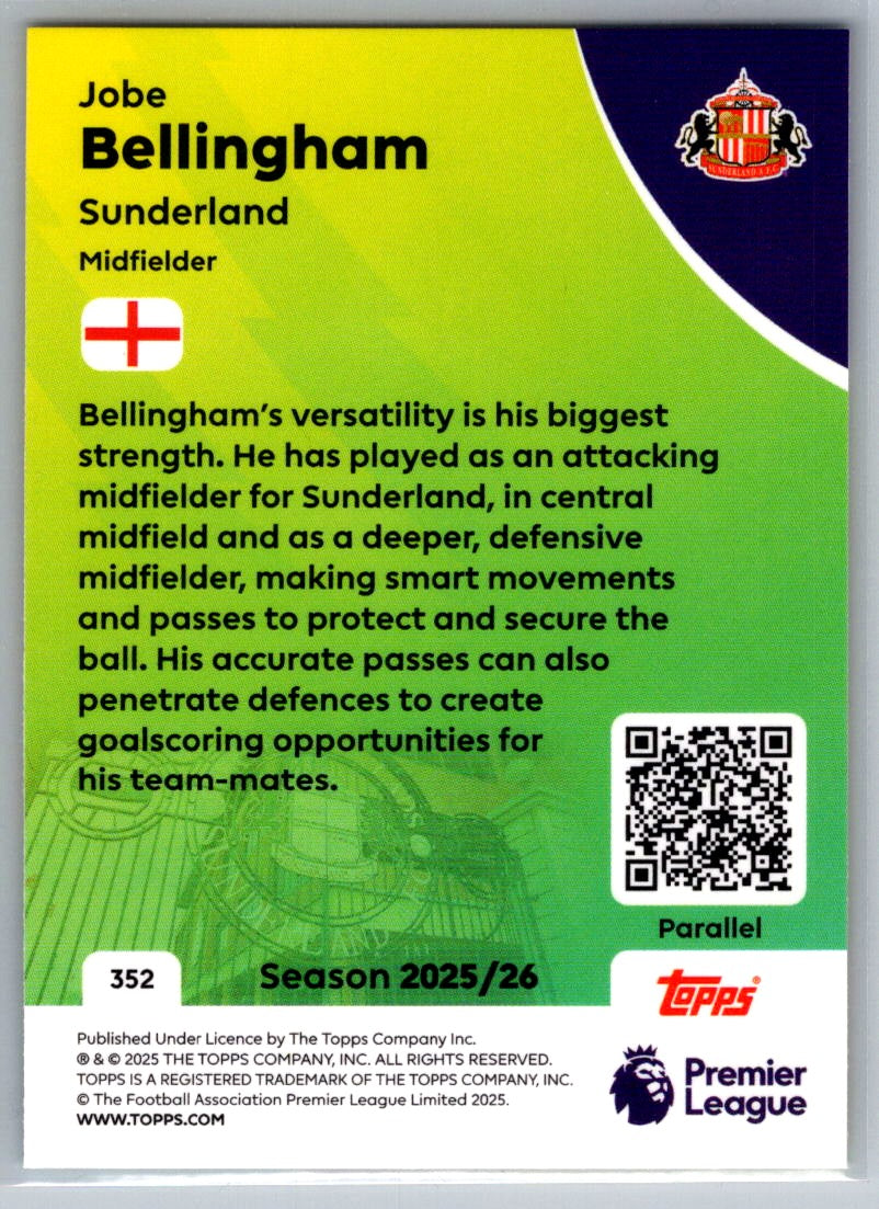 Jobe Bellingham (Sunderland) Yellow RC Topps Premier League 25-26