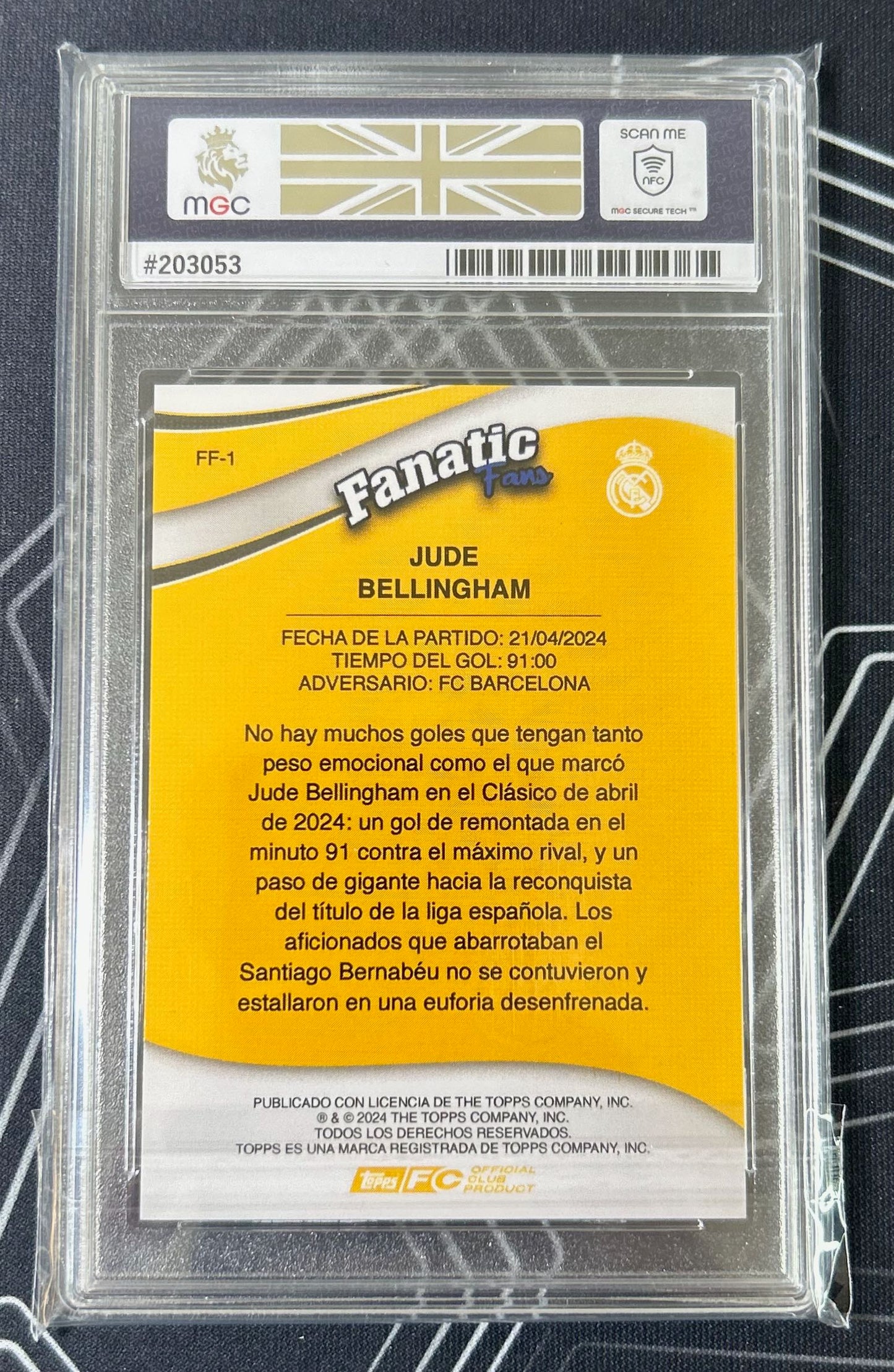 Jude Bellingham (Real Madrid CF) Fanatic Fans Blue /175 Topps Real Madrid Fan Set 24-25 MGC 9