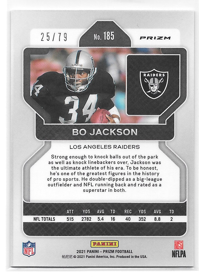 Bo Jackson (Los Angeles Raiders) No Huddle Blue Prizm /79 Panini Prizm Football 2021