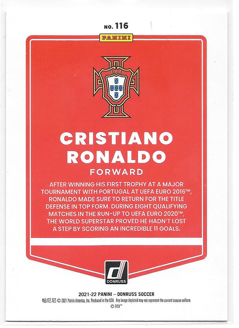 Cristiano Ronaldo (Portugal) Holo Orange Laser Panini Donruss Road to Qatar 21-22