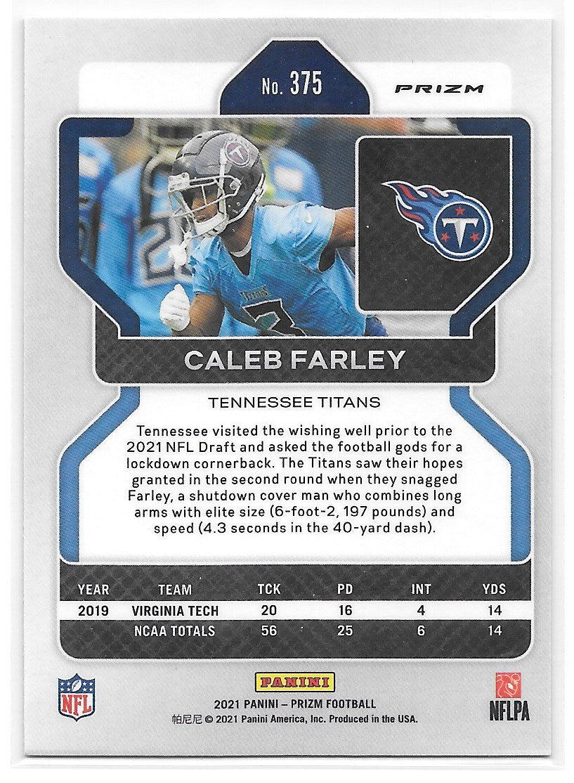 Caleb Farley (Tennessee Titans) Pink Prizm RC Panini Prizm Football 2021