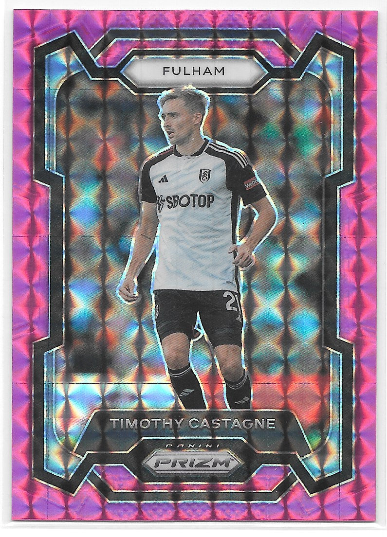 Timothy Castagne (Fulham) Pink Mosaic Panini Prizm Premier League 23-24