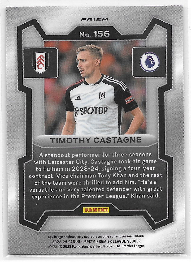 Timothy Castagne (Fulham) Tiger Stripe Choice Panini Prizm Premier League 23-24