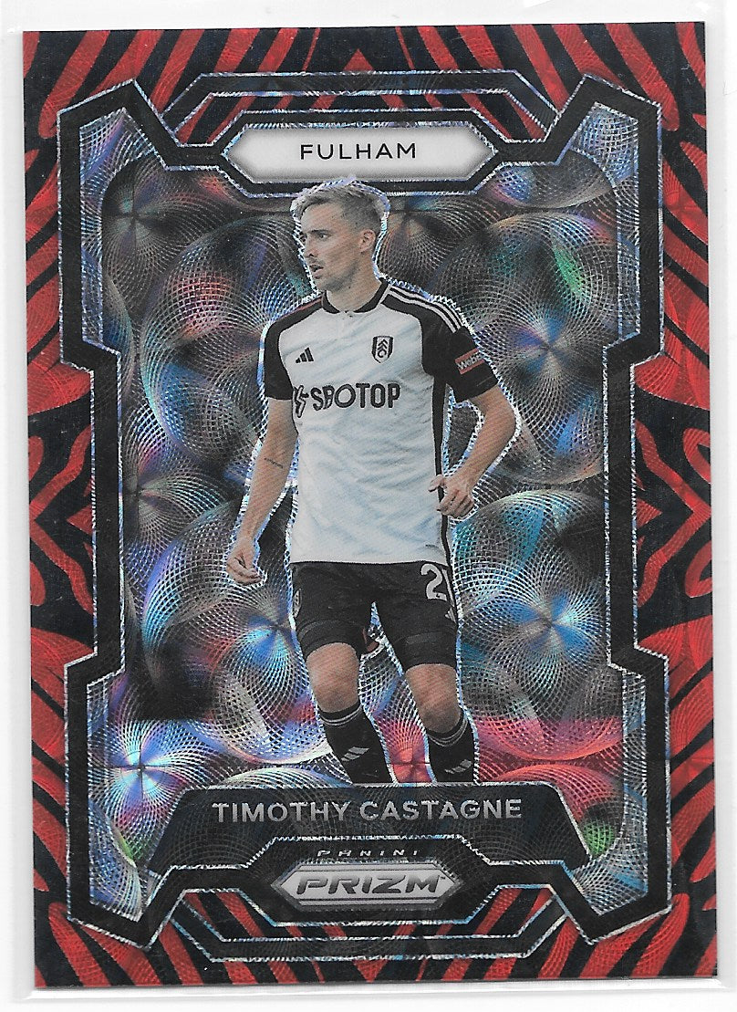 Timothy Castagne (Fulham) Tiger Stripe Choice Panini Prizm Premier League 23-24
