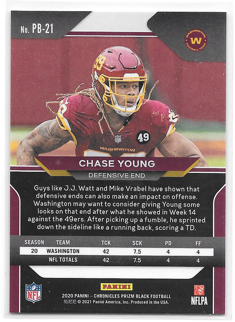 Chase Young (Washington Commanders) Prizm Black RC Panini Chronicles Football 2020