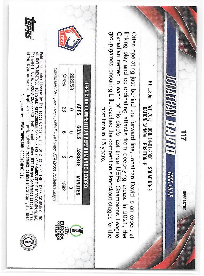 Jonathan David (Lille) Refractor Topps Chrome UEFA Club Competitions 23-24