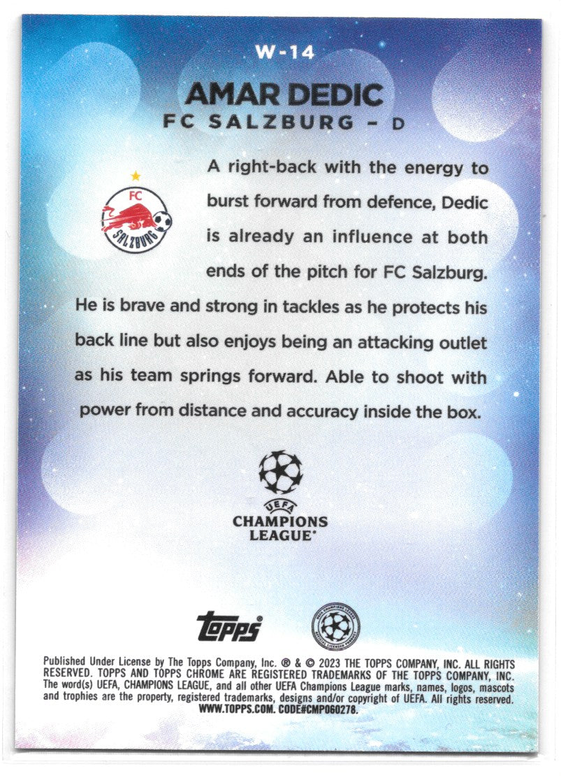 Amar Dedic (FC Salzburg) Wonderkids RC Topps Chrome UEFA Club Competitions 22-23