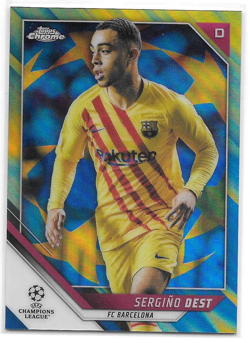 Sergiño Dest (FC Barcelona) Blue & Gold Starball /75 Topps Chrome UCL 21-22