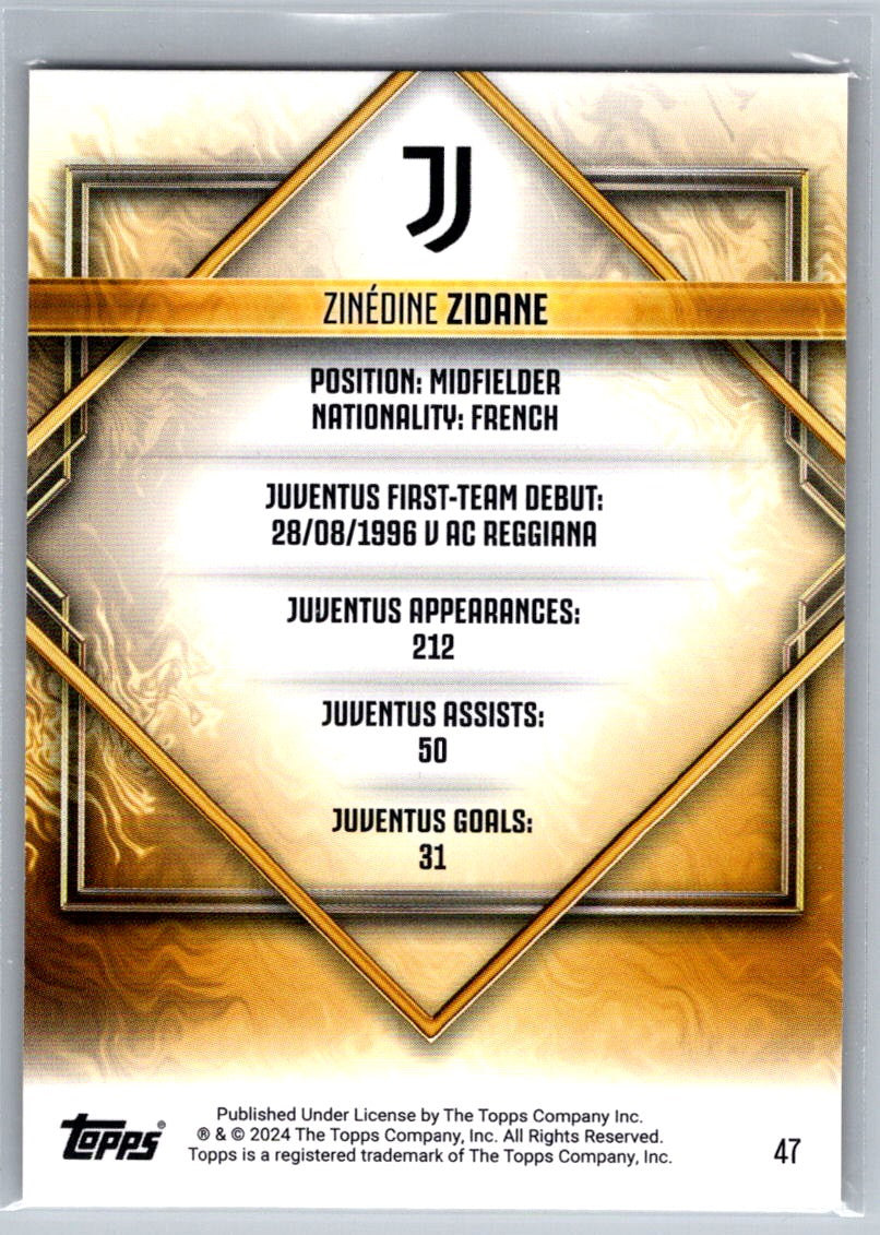 Zinedine Zidane (Juventus) Gold Drip Yellow /50 Topps Juventus Team Set 23-24