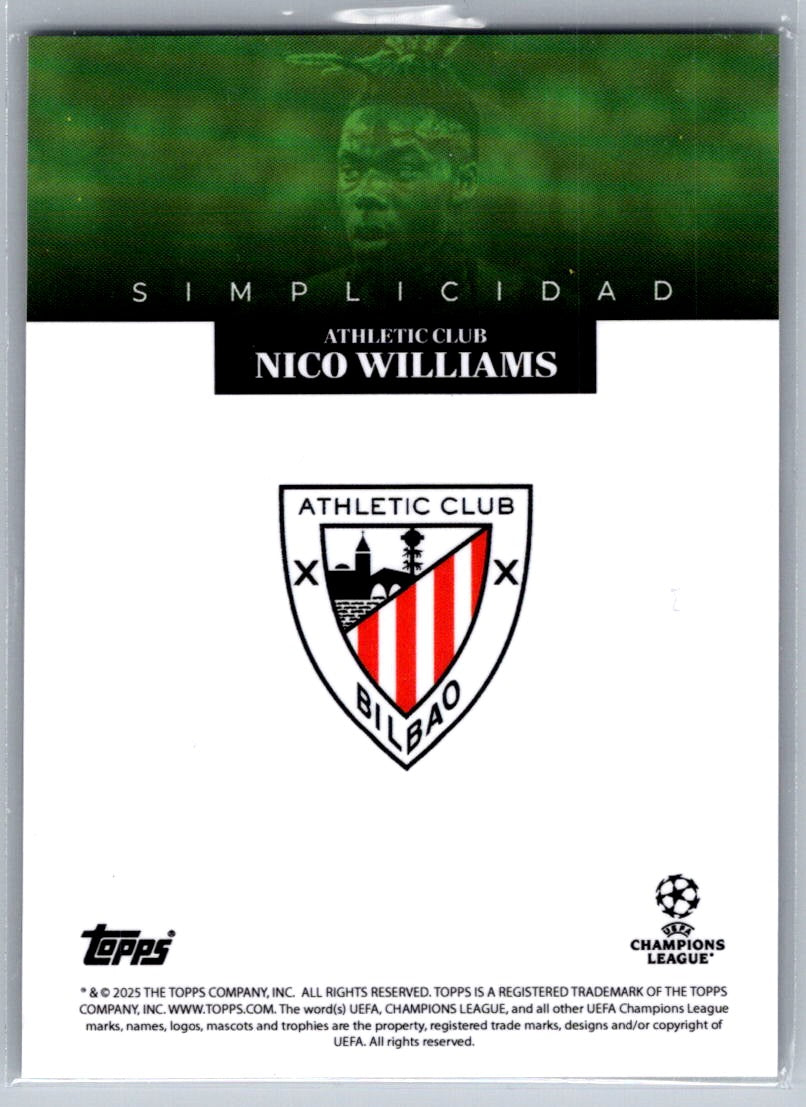 Nico Williams (Athletic Bilbao) Green /99 Topps Simplicidad UCC 24-25