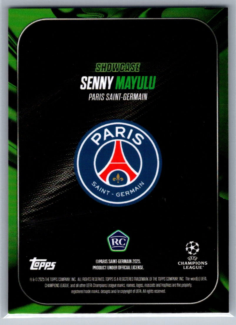 Senny Mayulu (PSG) Showcase Green /99 RC Topps UCC Showtime 24-25
