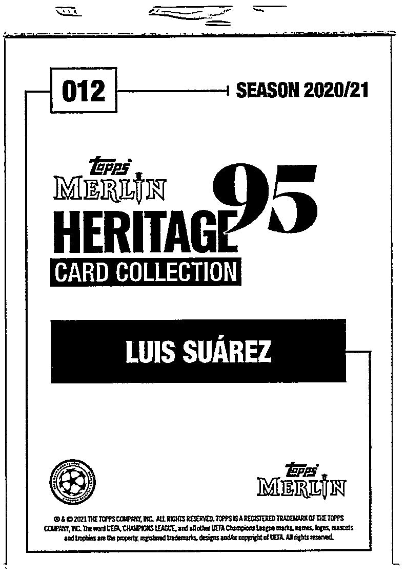 Luis Suarez (Atletico de Madrid) Black & White Background /99 Topps Merlin Heritage 95 UCL 20-21