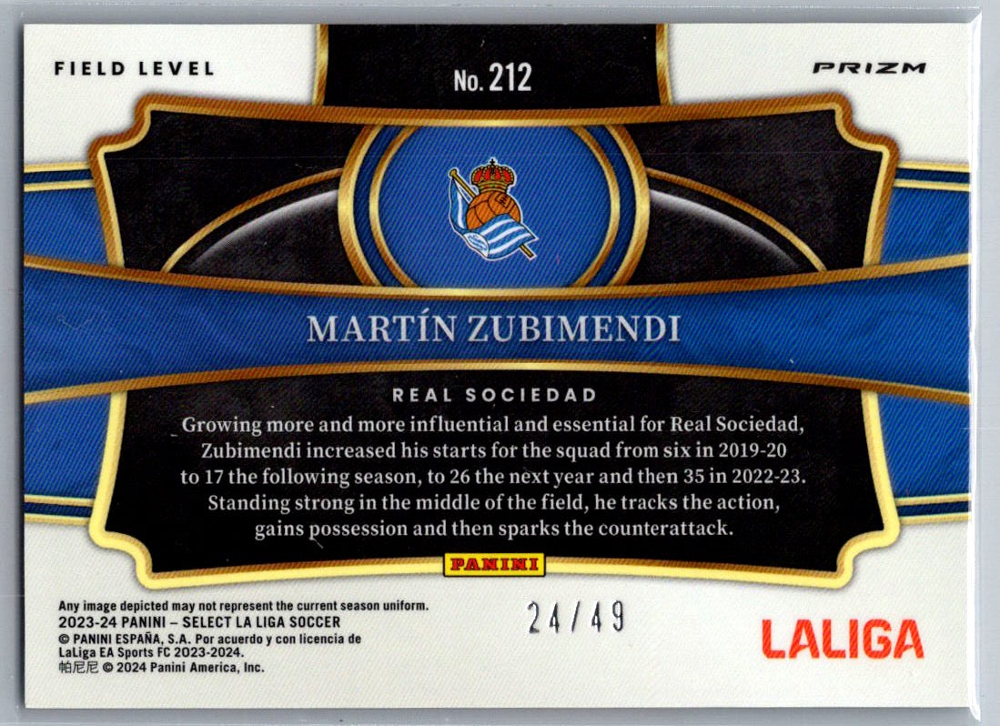 Martin Zubimendi (Real Sociedad) Field Level Orange /49 Panini Select La Liga 23-24