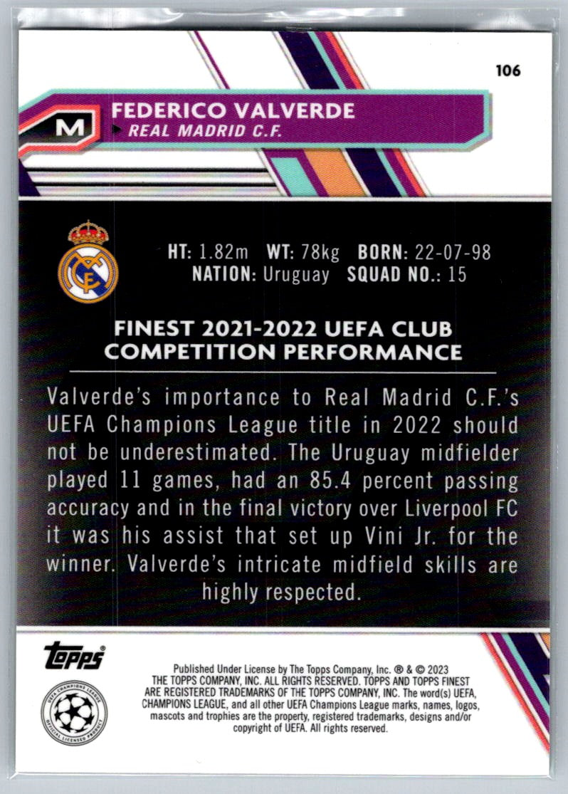 Federico Valverde (Real Madrid) Green Lava /99 Topps Finest UCC 22-23