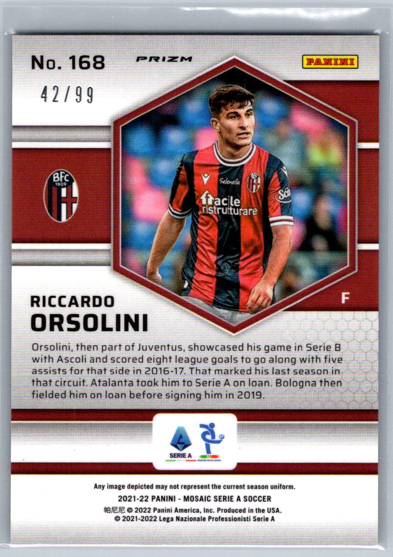 Riccardo Orsolini (Bologna) Mosaic Blue /99 Panini Mosaic Serie A 21-22