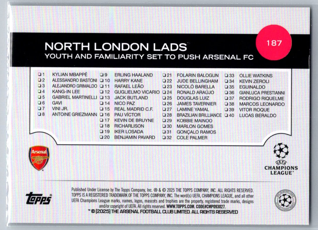 North London Lads (Arsenal FC) Northern Lights Topps UCC Flagship 24-25