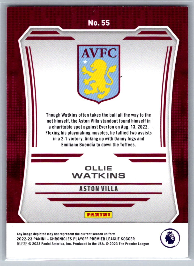 Ollie Watkins (Aston Villa) Playoff Red /199 Panini Chronicles Premier League 22-23