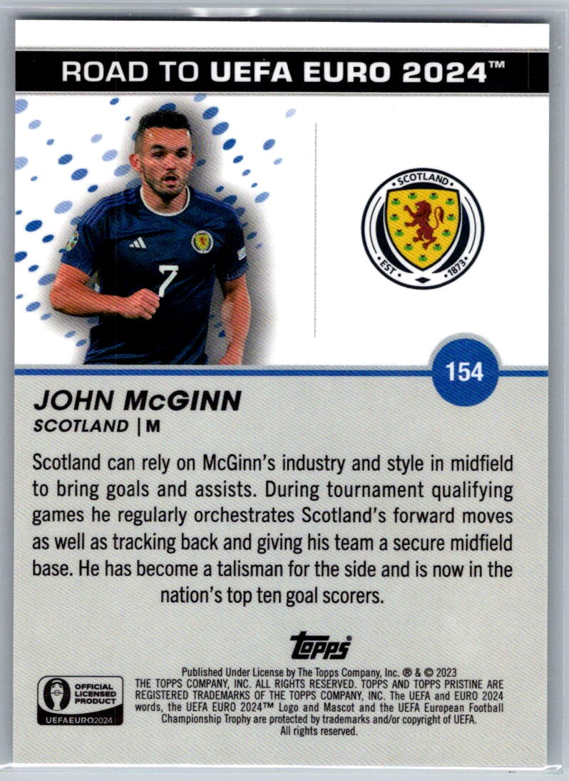 John McGinn (Scotland) Gold Refractor /50 Topps Pristine Road to Euro 2024