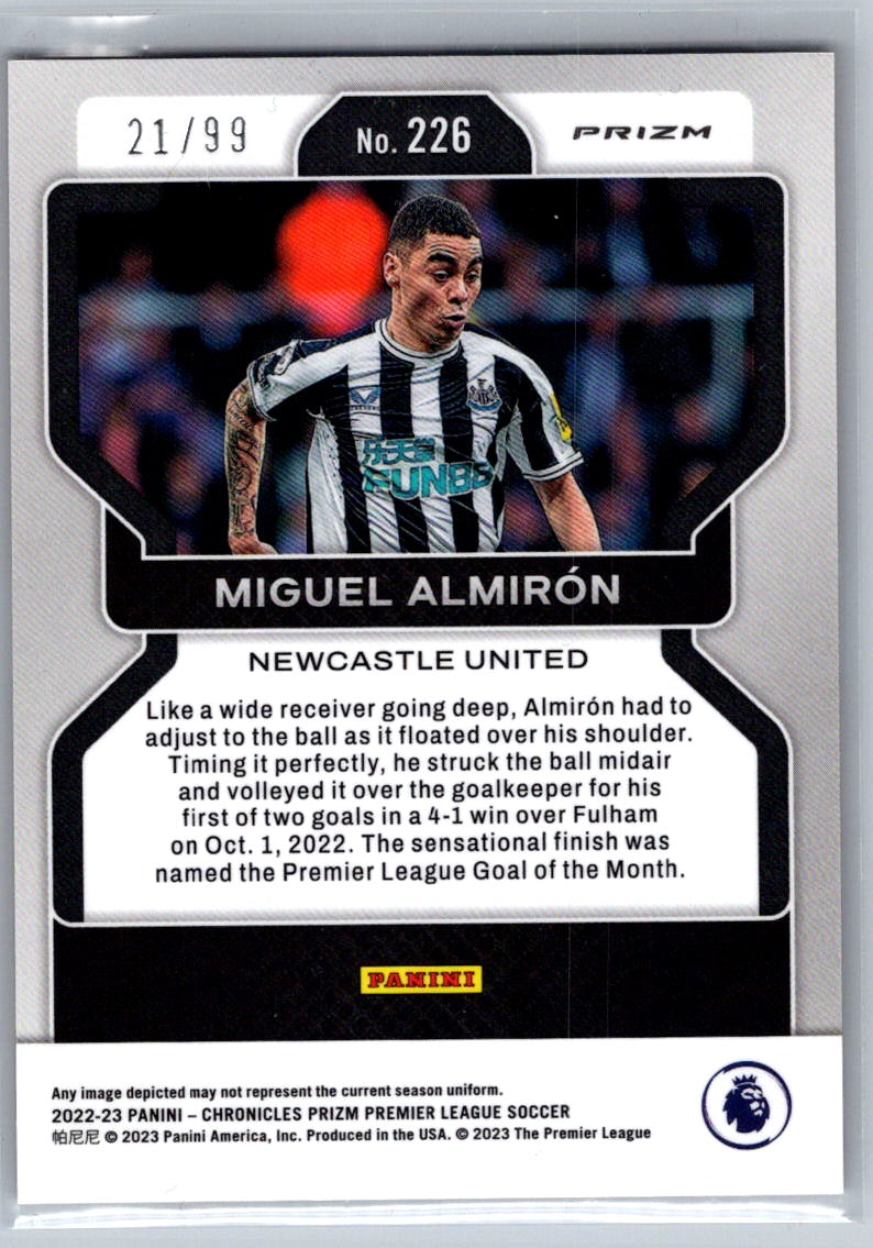 Miguel Almiron (Newcastle United) Red Prizm /99 Panini Chronicles Prizm Premier League 22-23
