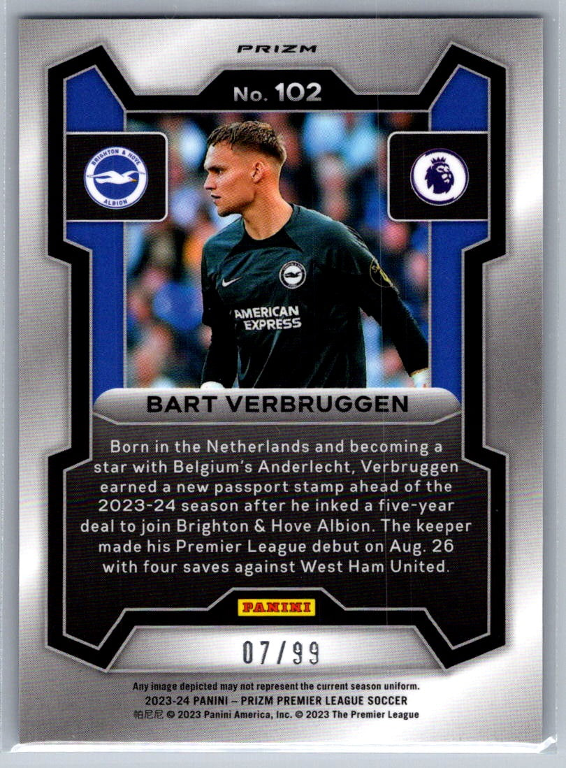 Bart Verbruggen (Brighton & Hove Albion) Breakaway Blue /99 RC Panini Prizm Premier League 23-24