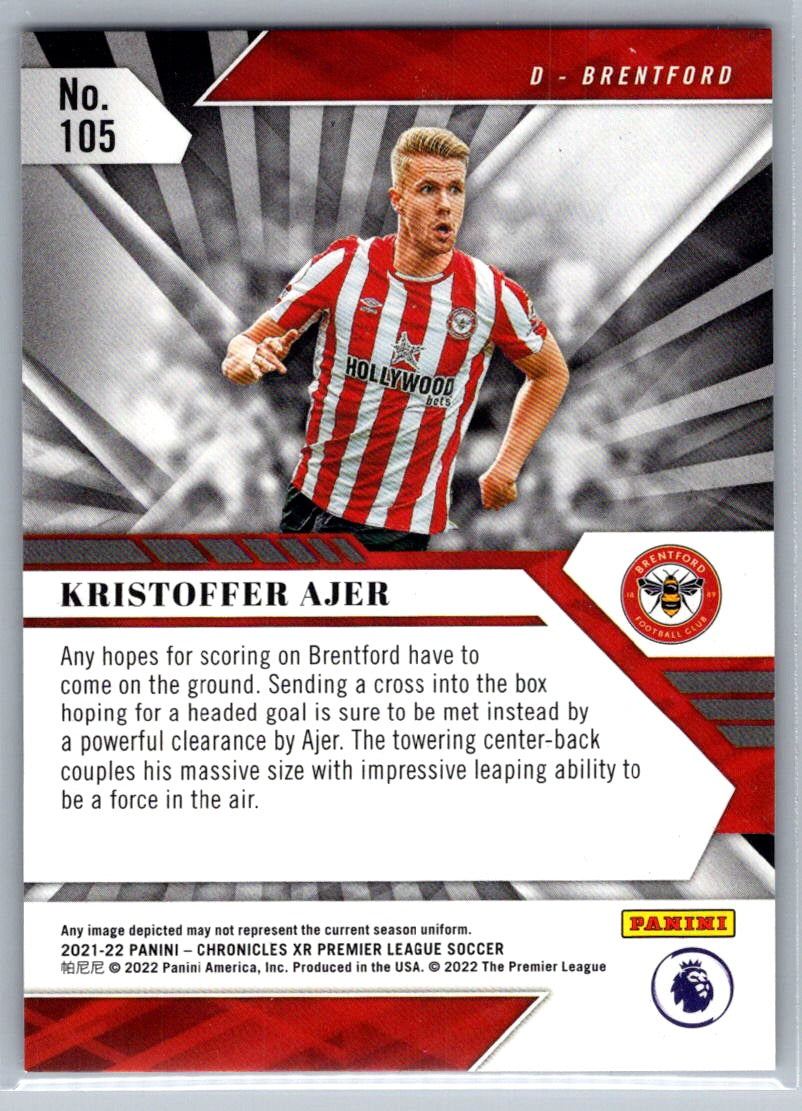 Kristoffer Ajer (Brentford) XR Blue /99 RC Panini Chronicles Premier League 21-22