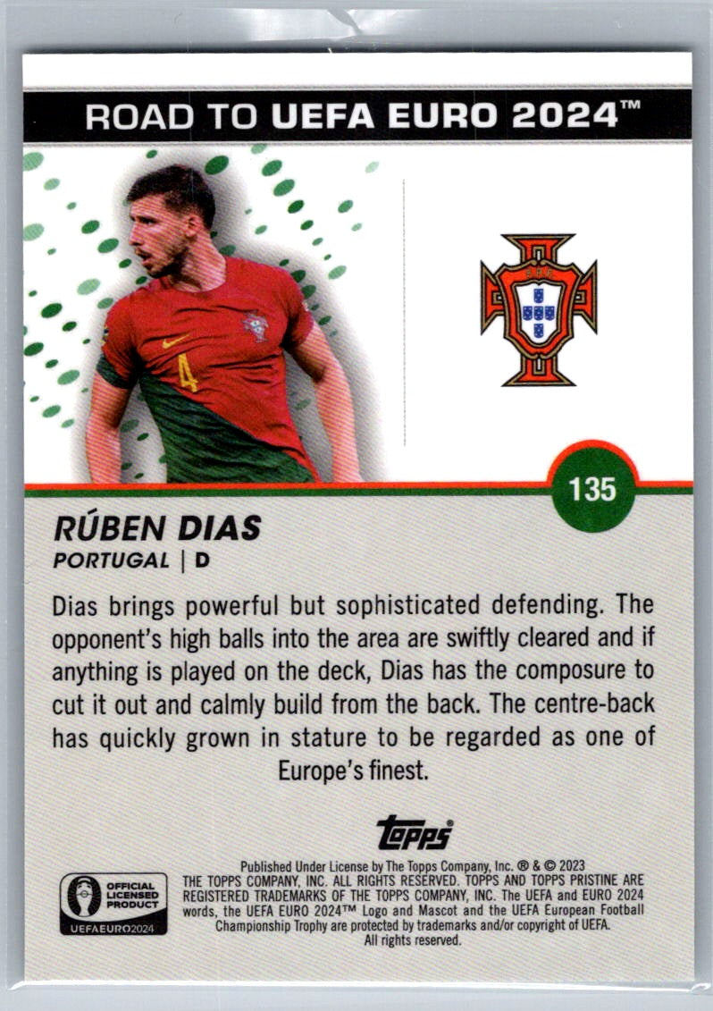 Ruben Dias (Portugal) Blue Refractor /75 Topps Pristine Road to Euro 2024