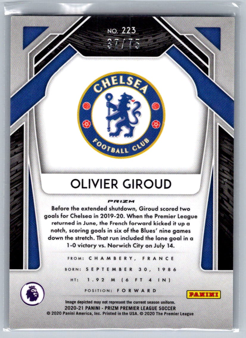 Olivier Giroud (Chelsea) Blue Ice Prizm /75 Panini Prizm Premier League 20-21