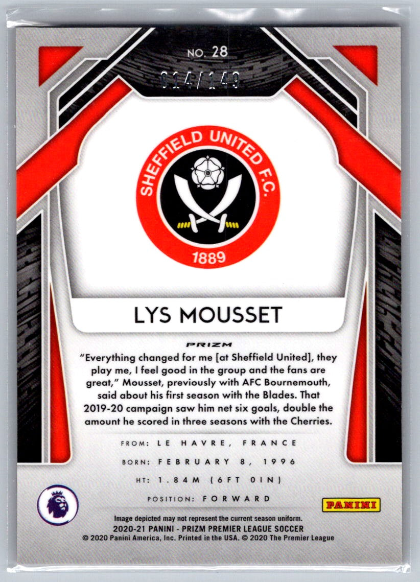 Lys Mousset (Sheffield United) Red Prizm /149 Panini Prizm Premier League 20-21