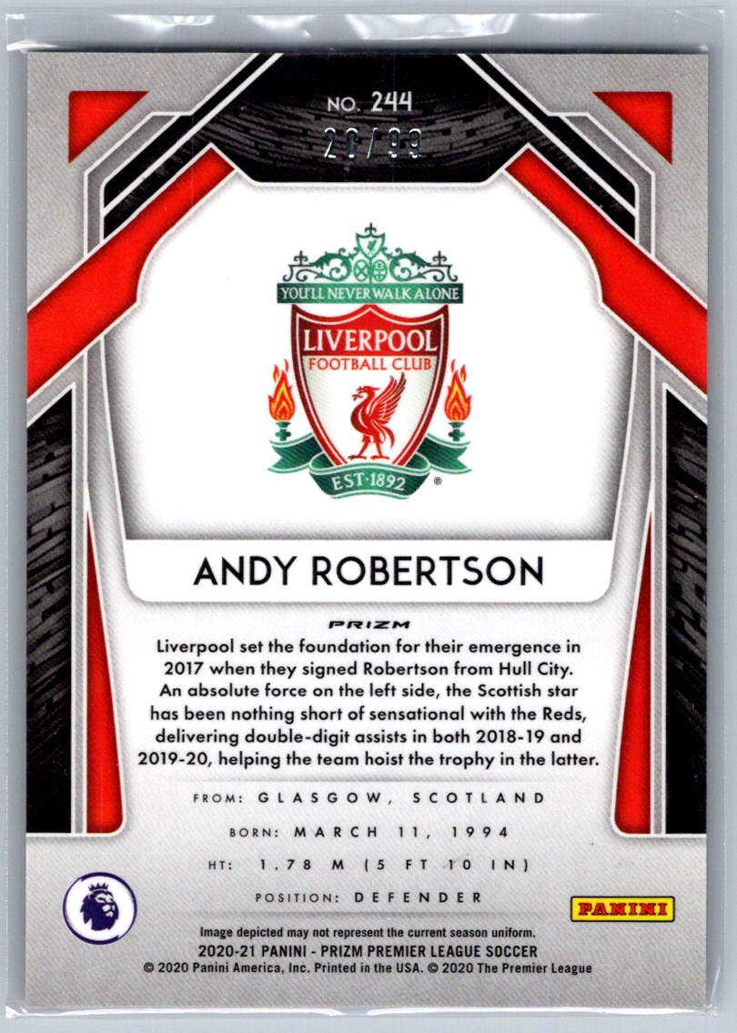 Andy Robertson (Liverpool) Purple Prizm /99 Panini Prizm Premier League 20-21