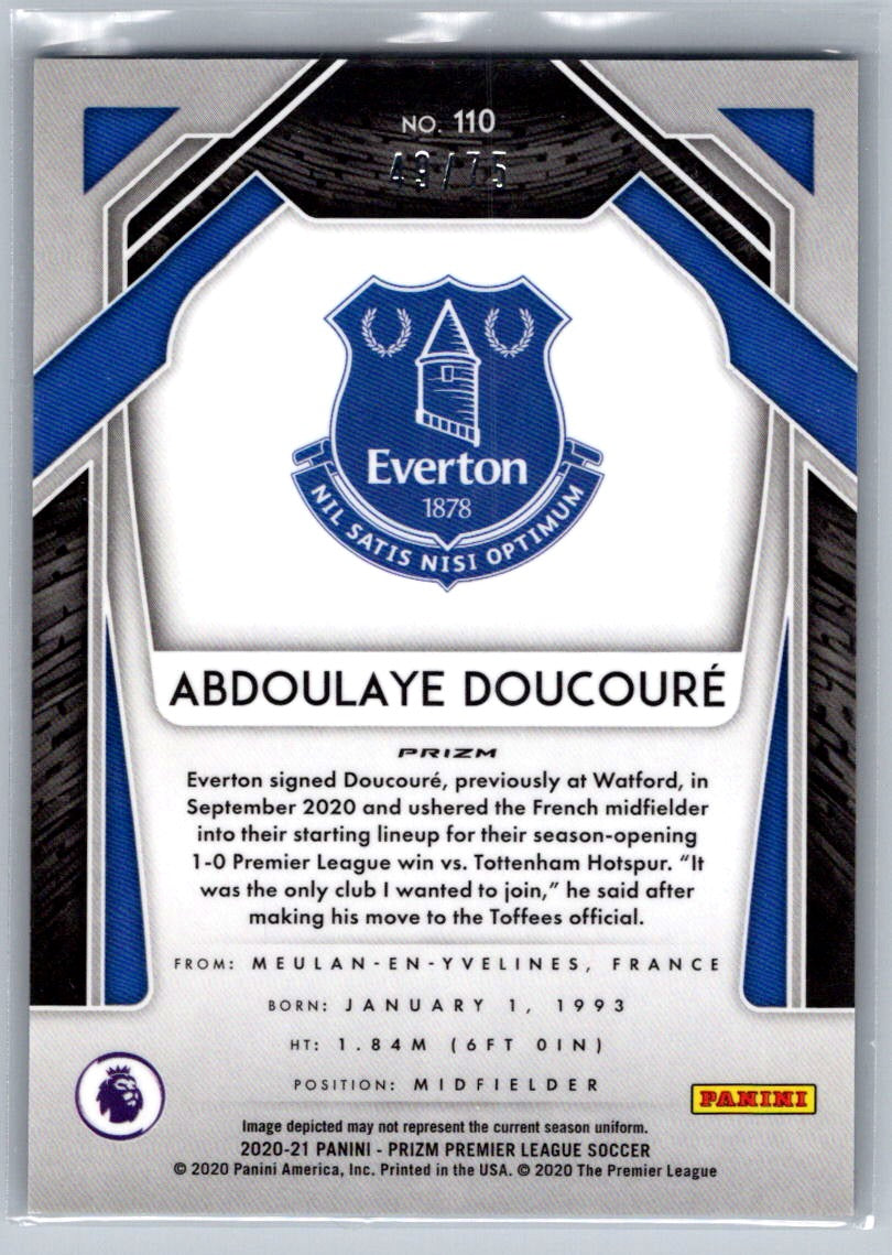 Abdoulaye Doucoure (Everton) Blue Ice /75 Panini Prizm Premier League 2020-21