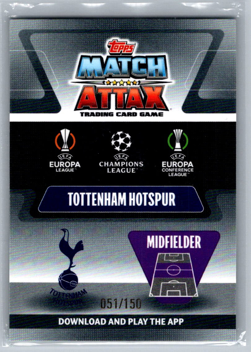 Pierre-Emile Hojbjerg (Tottenham) Aqua Refractor /150 Topps Chrome Match Attax 21-22
