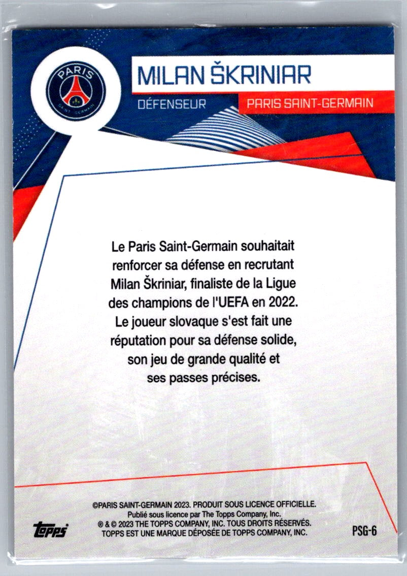 Milan Skriniar (PSG) Purple /299 Topps PSG Fan Set 23-24