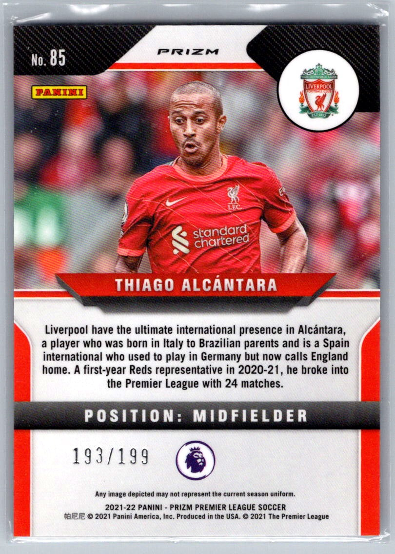 Thiago Alcantara (Liverpool) Breakaway Blue /199 Panini Prizm Premier League 21-22