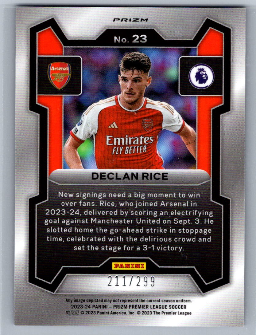 Declan Rice (Arsenal) Blue Prizm /299 Panini Prizm Premier League 23-24