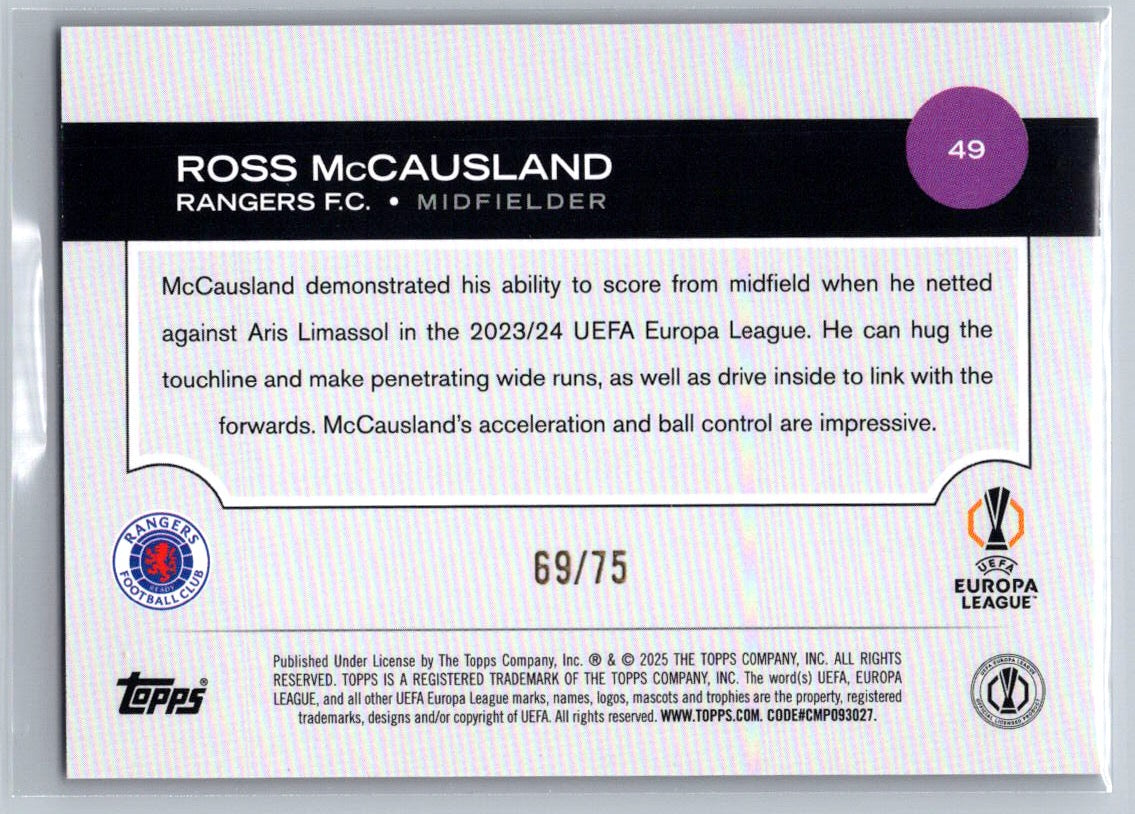 Ross McCausland (Rangers) Pink Inferno /75 Topps UCC Flagship 2024-25