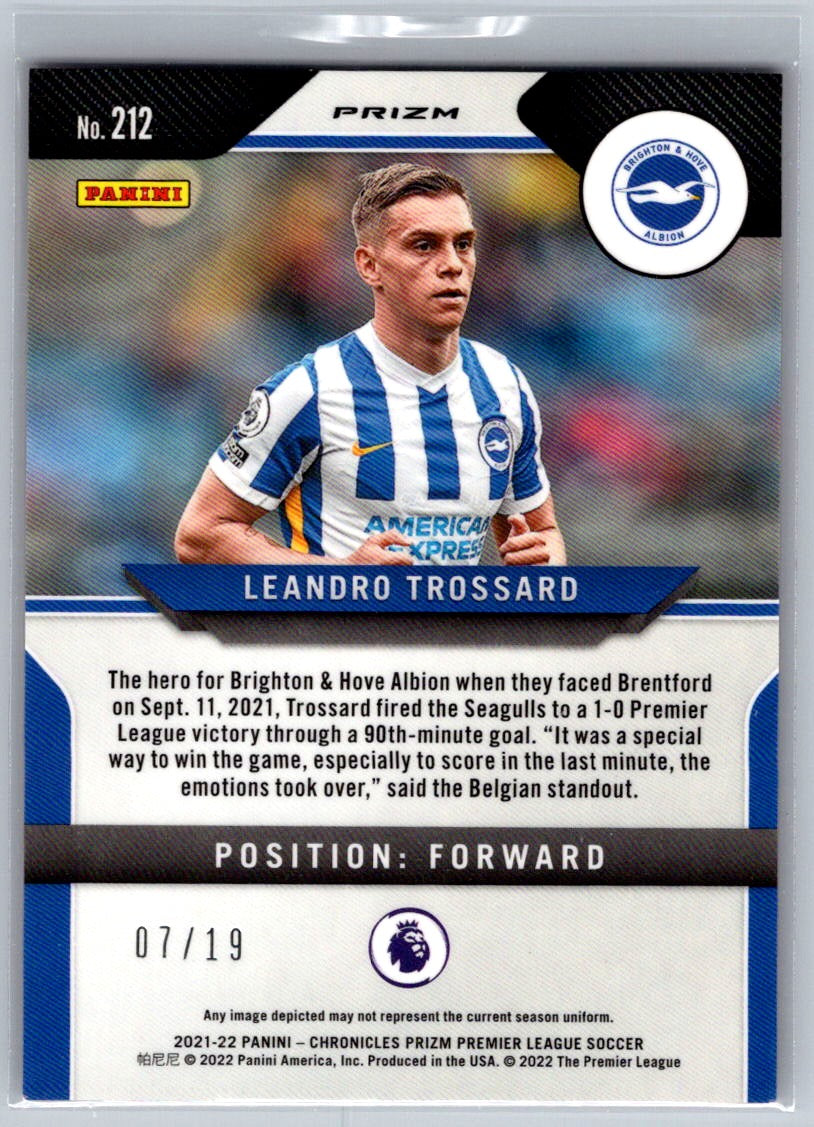 Leandro Trossard (Brighton & Hove Albion) Pink Wave FOTL /19 SP Panini Chronicles Prizm Premier League 2021-22