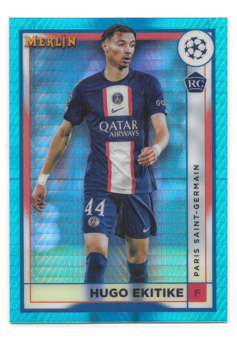 Hugo Ekitike (PSG) Aqua Prism Refractor RC Topps Merlin Chrome UCC 22-23