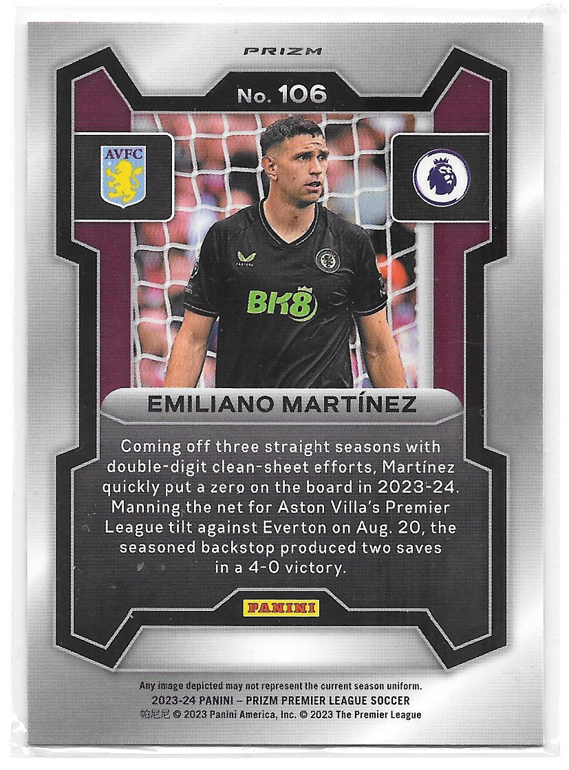 Emiliano Martinez (Aston Villa) Checkerboard Panini Prizm Premier League 23-24