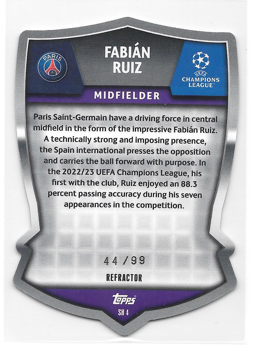 Fabian Ruiz (PSG) Chrome Shield Pro Elite Refractor /99 Topps Match Attax 23-24