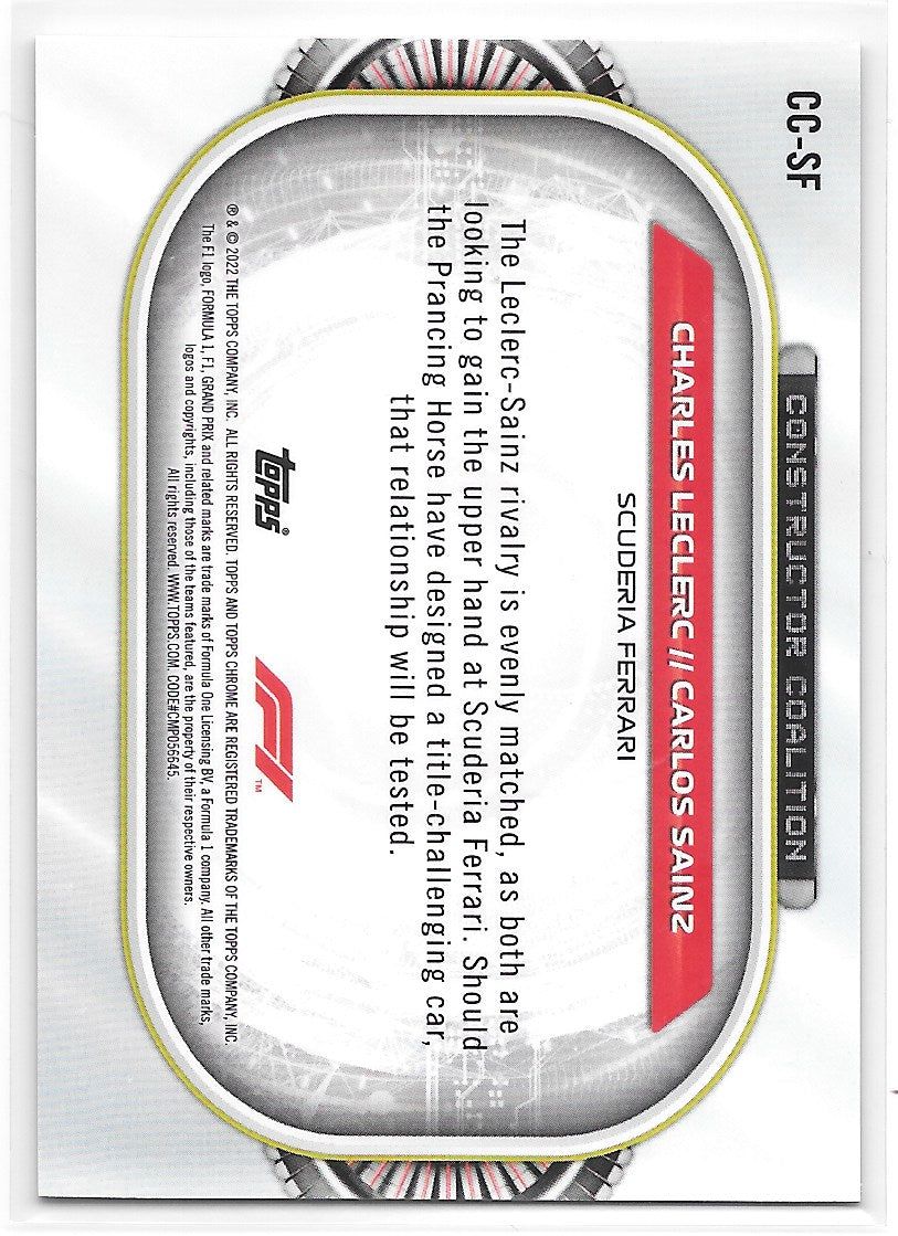 Scuderia Ferrari (Leclerc & Sainz) Constructor Coalition Refractor Topps Chrome F1 2022