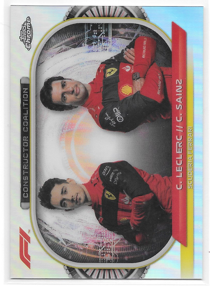 Scuderia Ferrari (Leclerc & Sainz) Constructor Coalition Refractor Topps Chrome F1 2022